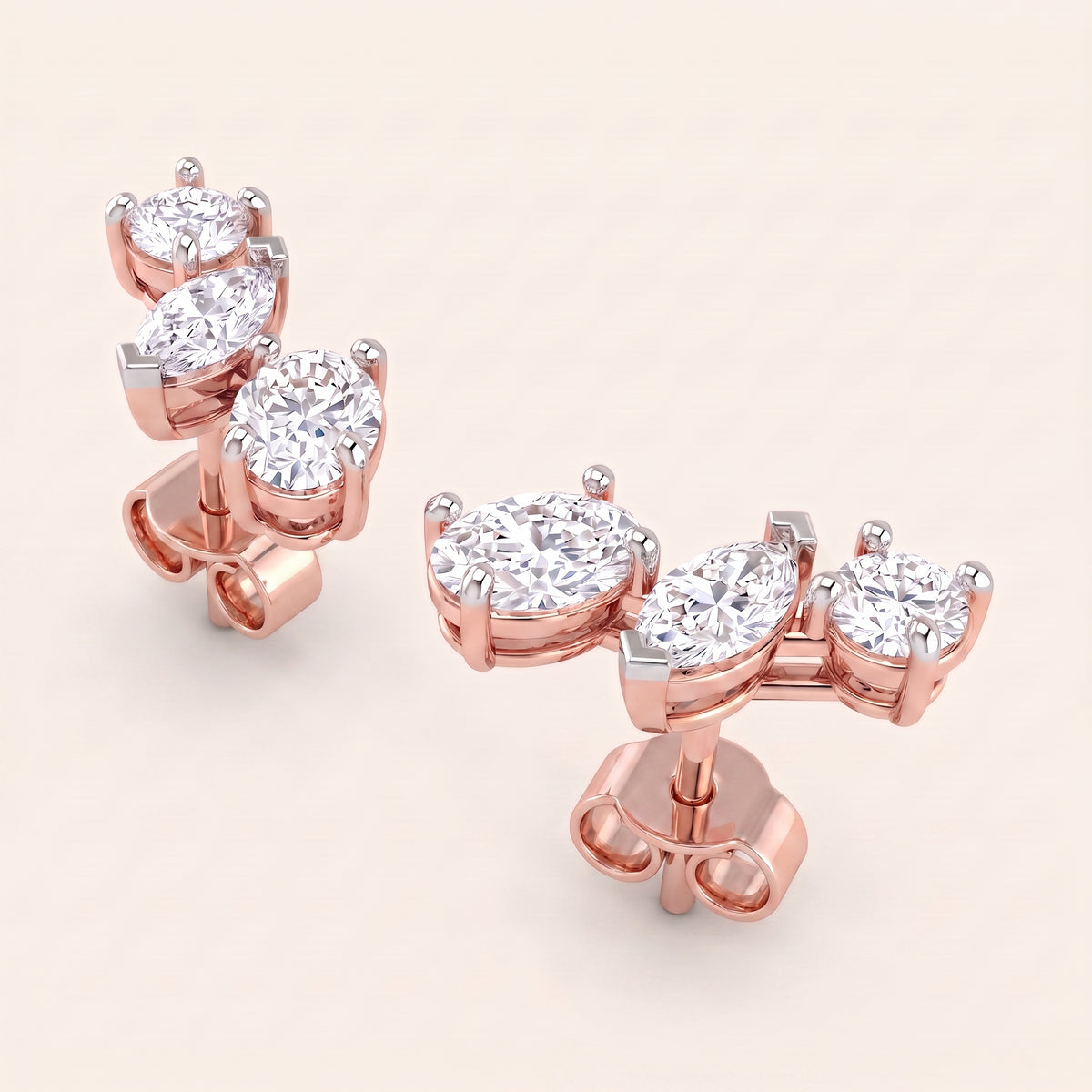 Crescendo lab-grown diamond earrings, view 4