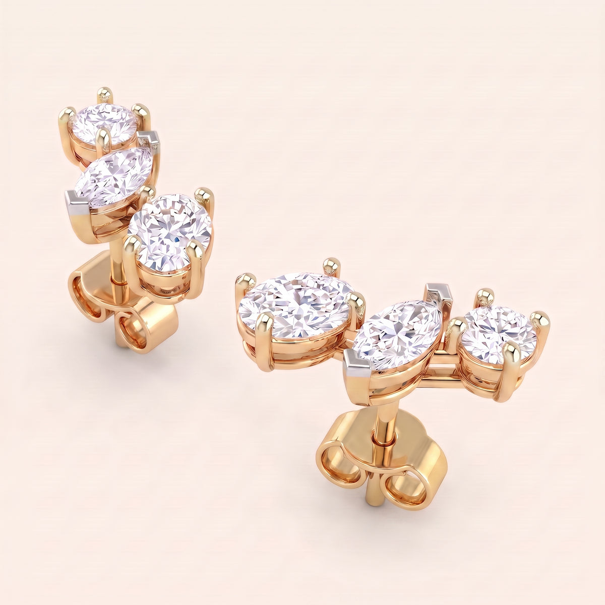 Crescendo lab-grown diamond earrings, view 8