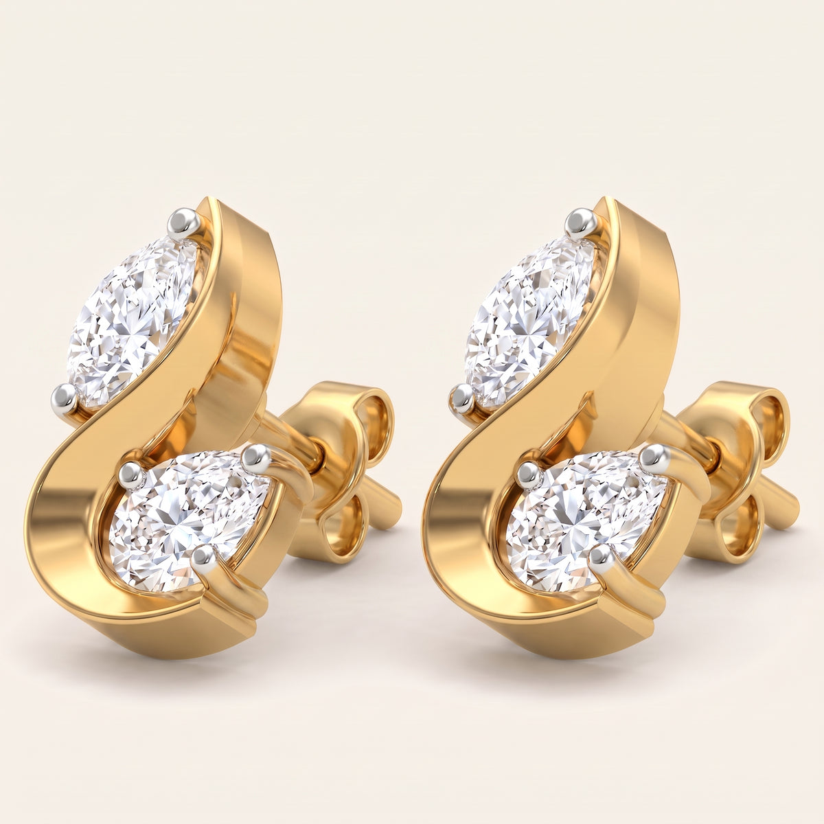 Spiralle lab-grown diamond earrings, view 4