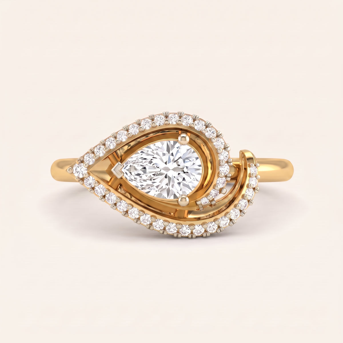 Paisley lab-grown diamond ring