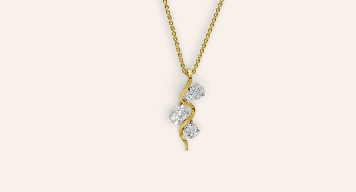 Trickle lab-grown diamond pendant in yellow gold