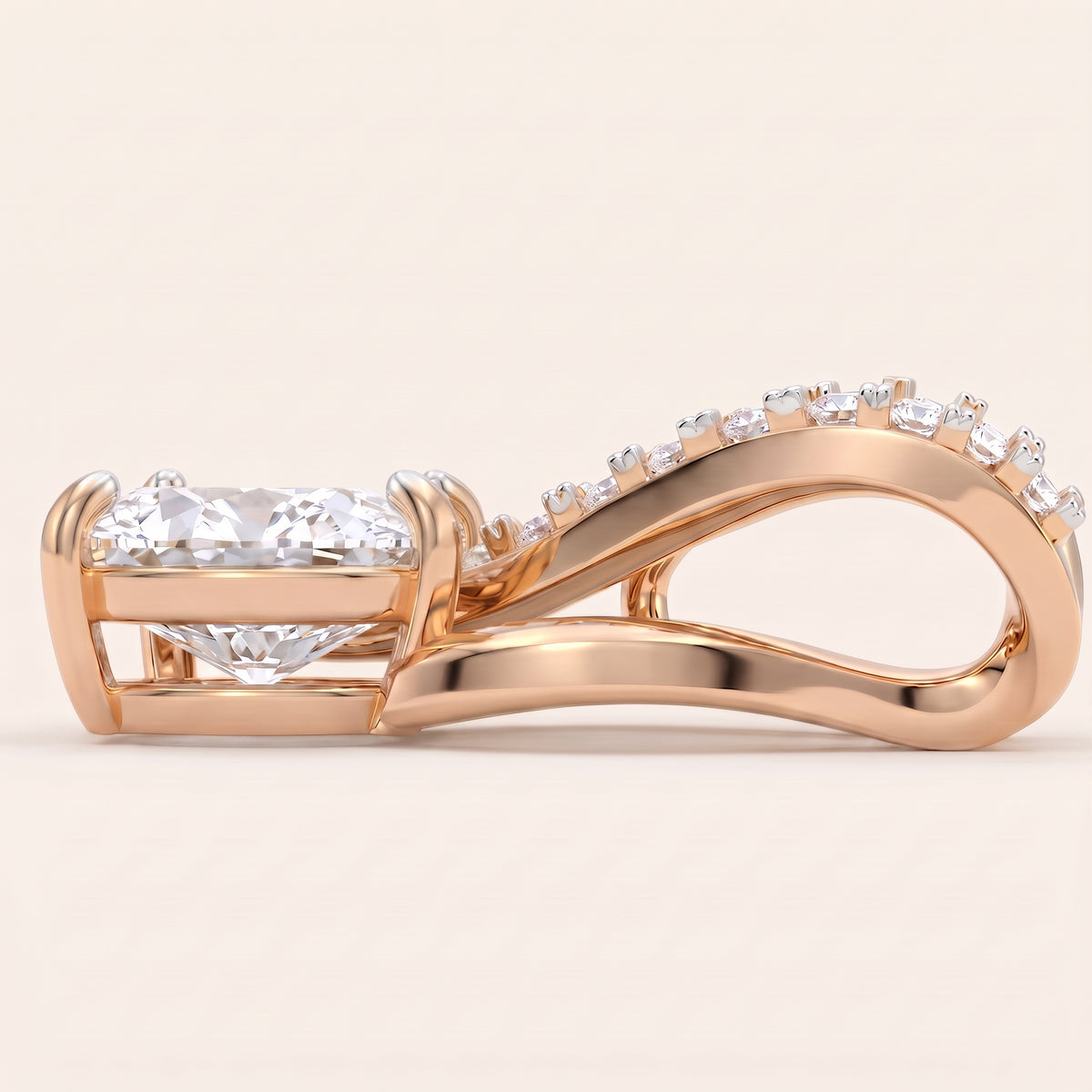 Ribbon lab-grown diamond pendant, view 7