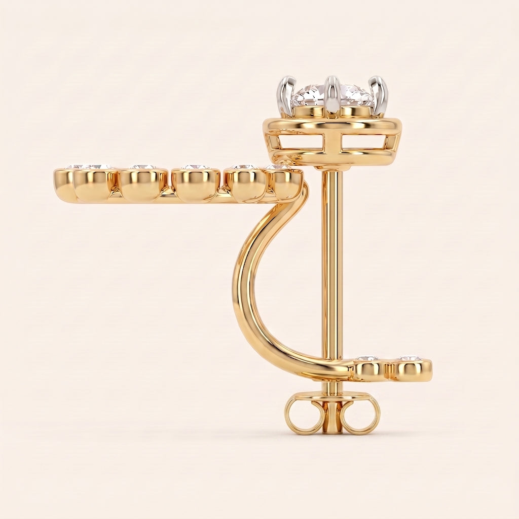 Saturn lab-grown diamond earrings, view 7