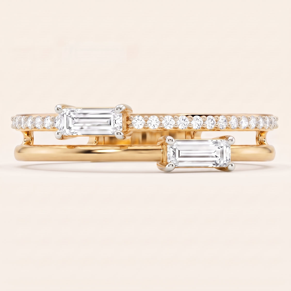 Parallel lab-grown diamond ring, view 3