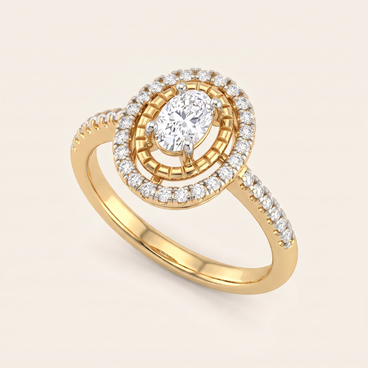 Aurora lab-grown diamond ring, view 3