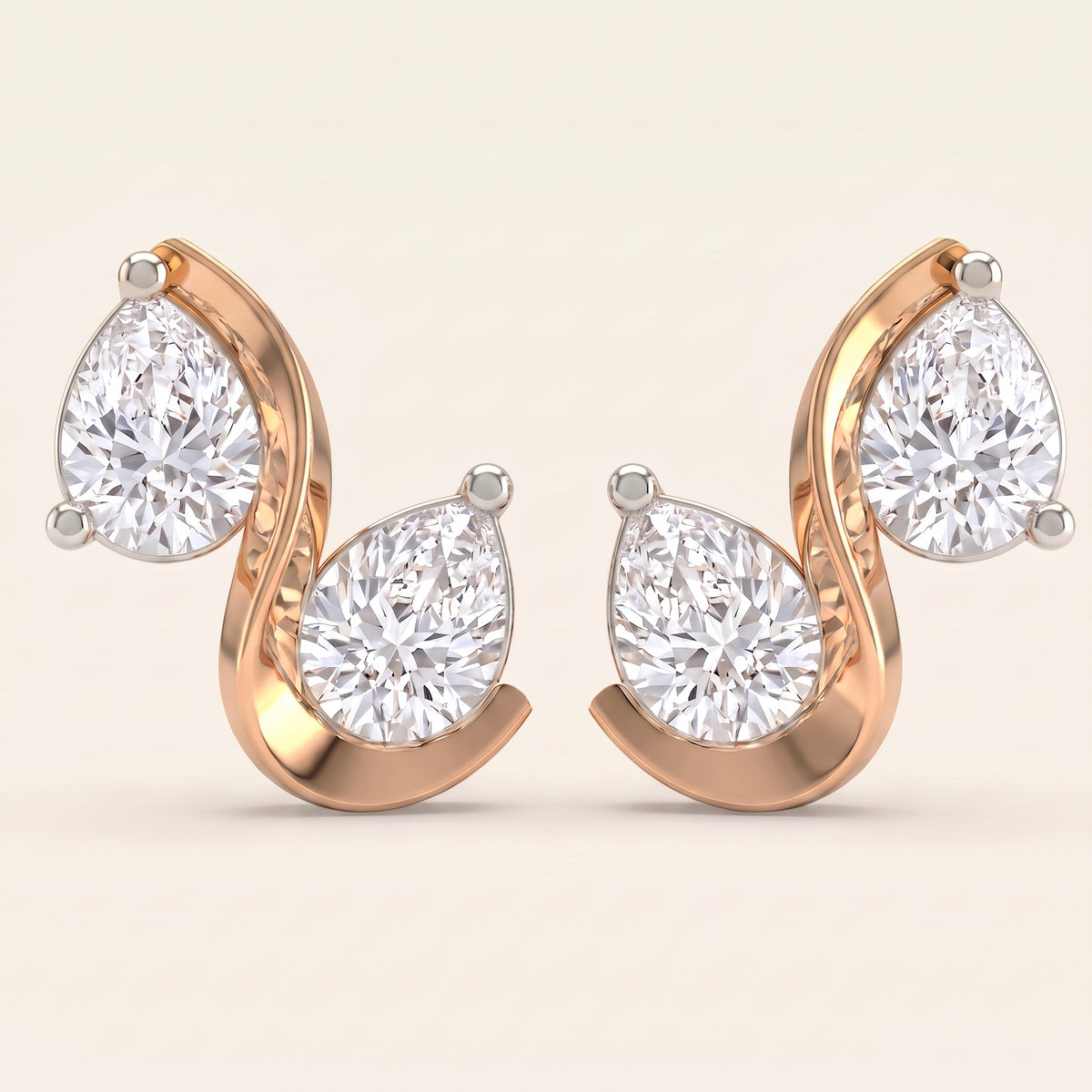 Spiralle lab-grown diamond earrings, view 2