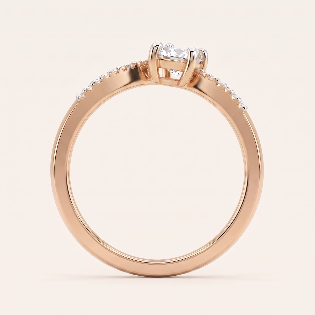 Chevron lab-grown diamond ring, view 6